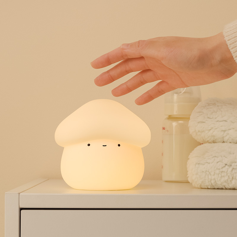 Rechargeable ABS Cartoon LED Nightlight Cute Mushroom Lamp Dimmable Touch Control Yellow White Shade USB-C Charging Gift For