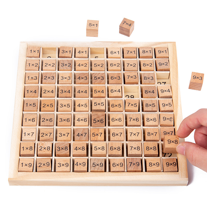 Factory Direct Wholesale Early Math Learning Home School Aids Educational Wooden Multiplication Table Toy Blocks for Kids