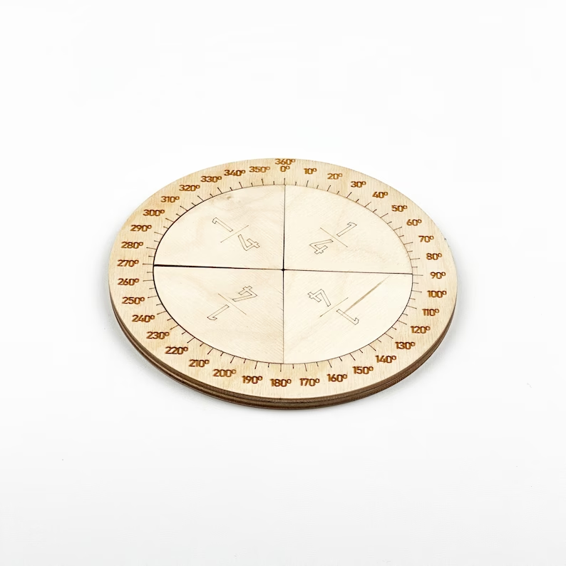 Montessori Toy Wooden Fraction Learning Circle Kit Math Education Tool Set for Kids