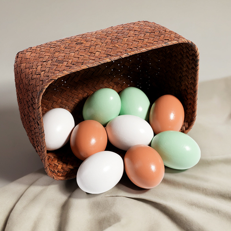 Spinning Toy Wooden Food - Egg and Duck Egg Set - Children's Pretend Play Coloring Artworks - Pranks Toys