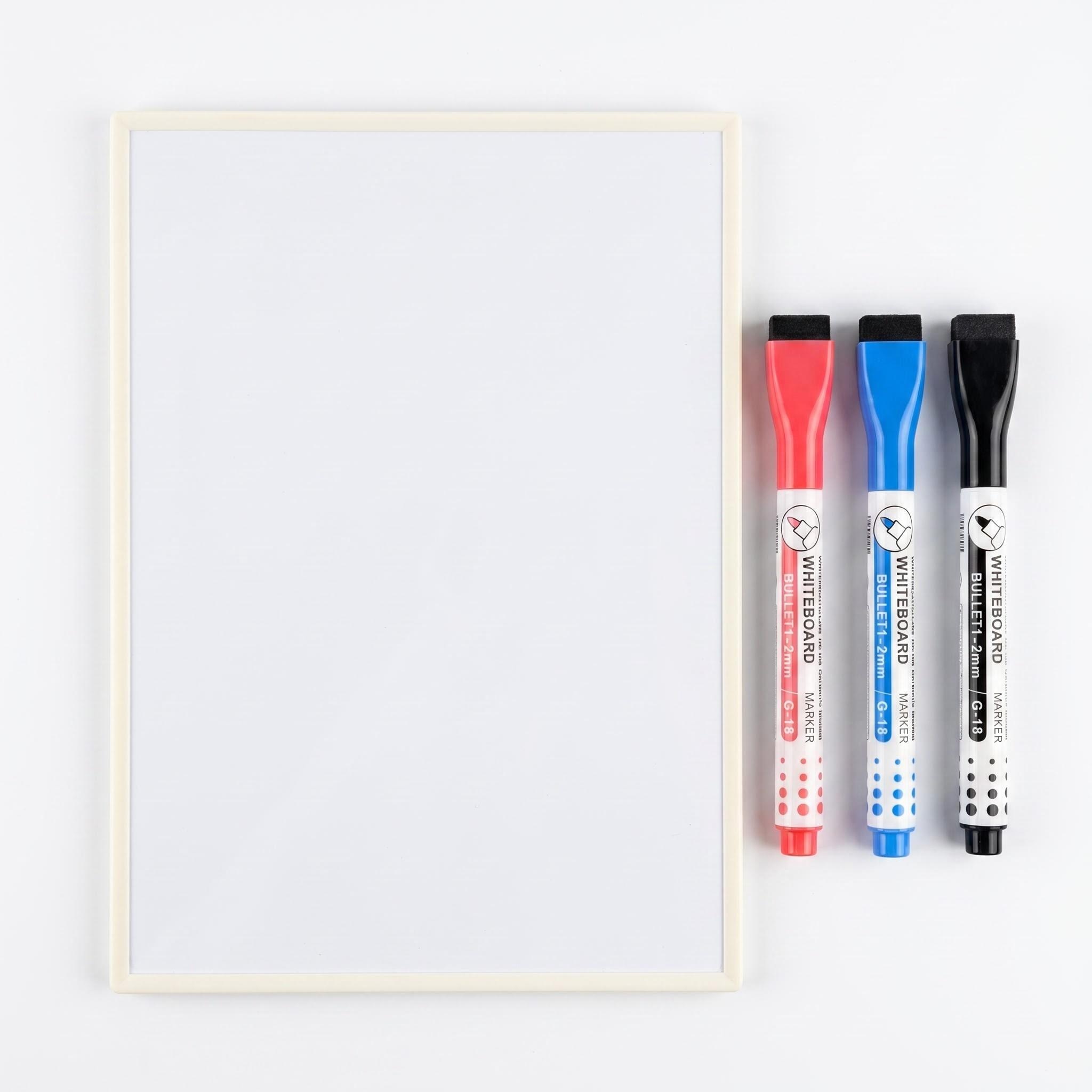 1pc A5 Size Dry Erase Magnetic White Board With Magnetic Dry Erase 3pcs Erasable Whiteboard Markers Fine Point With Eraser Cap