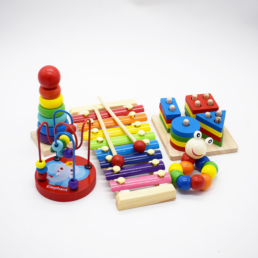 Wooden Montessori Toys Early Education Benefit Intellectual Building Blocks Infants and Toddlers Wooden Toy Sets