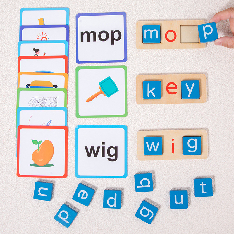 Cross-Border Qiaike Children's Wooden Alphabet Blocks Early Education Cognitive Word Puzzle Board Matched Educational Toys 3-7
