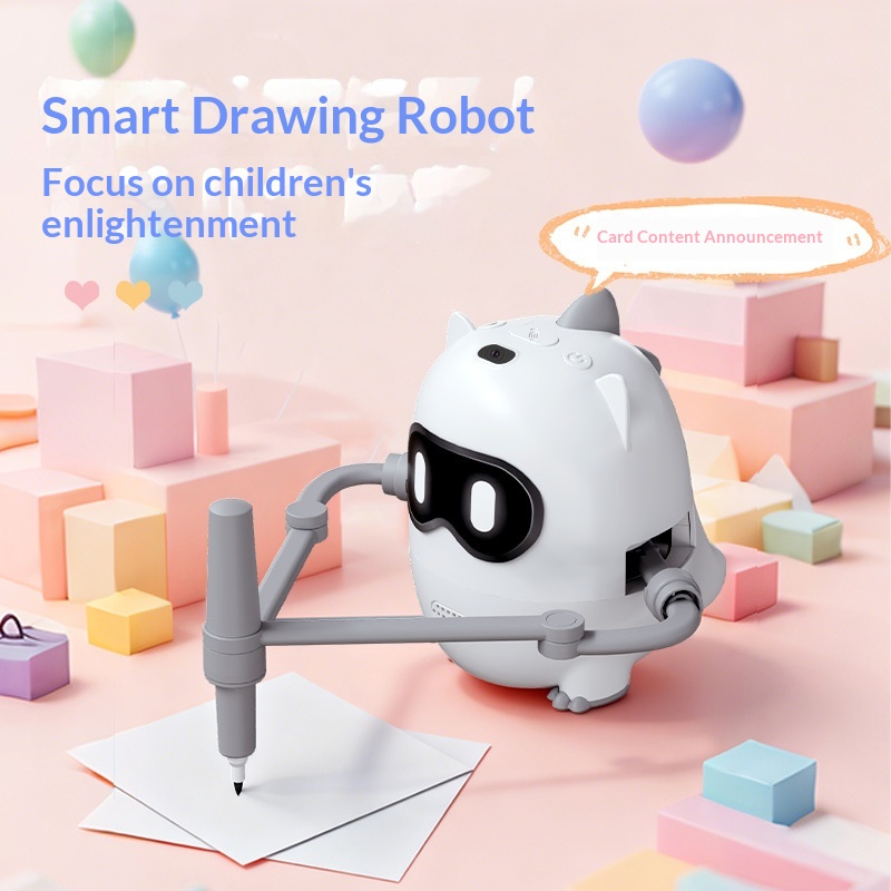 Cross-border Hot-selling Upgraded Drawing &amp; Painting Robot Educational Intelligent Toy For Toddlers Plastic Lithium Battery