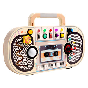 Montessori Wooden Sensory Recorder Busy Board with Led Light for 2 to 4 Year Olds-Early Education Learning Toy