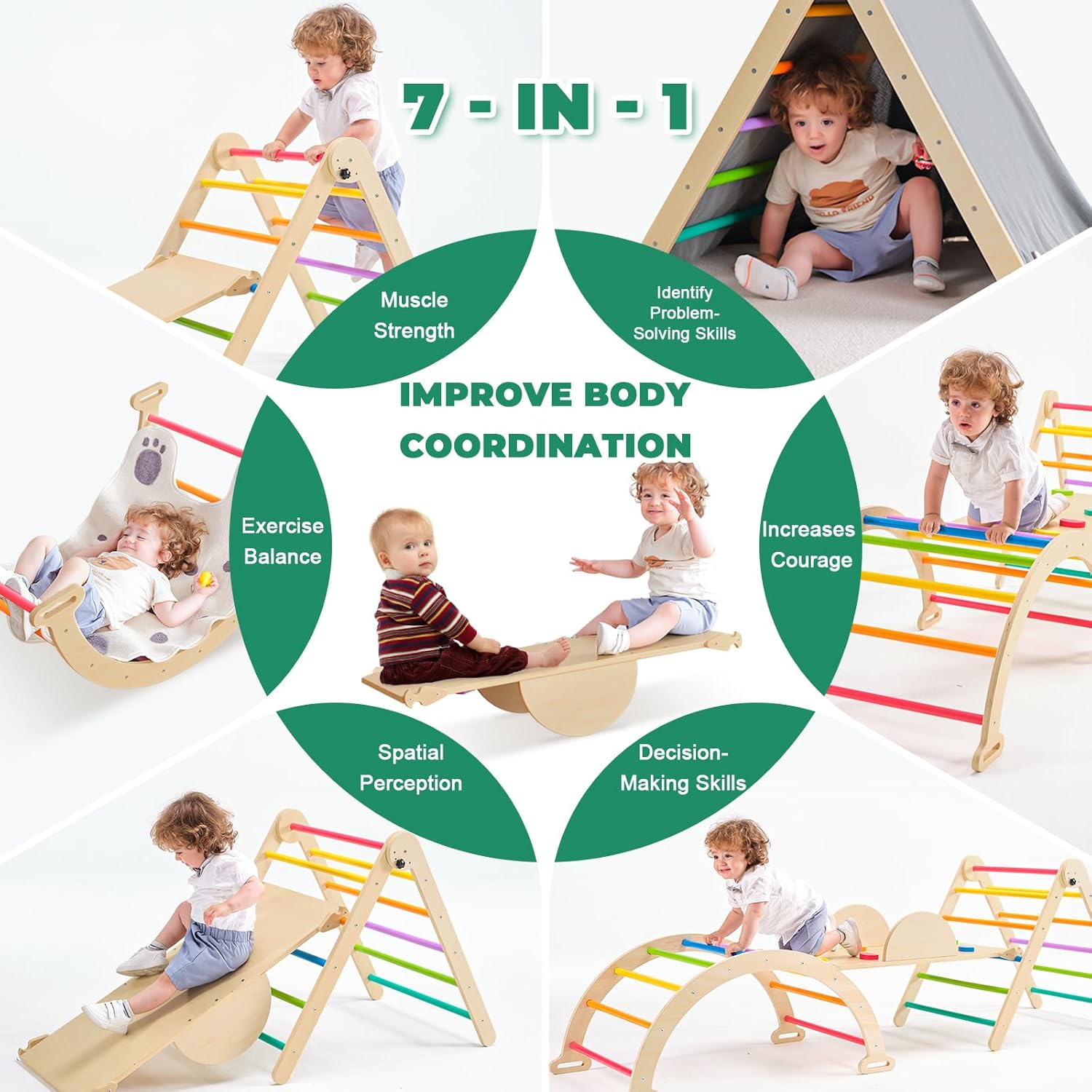 Indoor Piklers Triangle Set 5in1 Montessori Toddler Climbi Wooden Toddler Climbing Toys With Ramp For Sliding Or Climbing