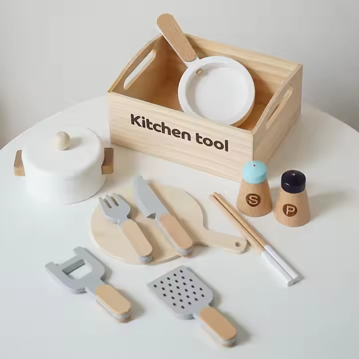 Montessori Wooden Cutting Toy Set Kitchen Food Game Kitchen Simulation Parent-child Educational Toys For Kids Toddler Boys Girls