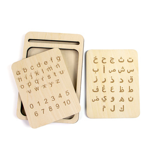 Montessori Educational Toys Alphabet and Numbers Flash Cards Arabic Writing Board With Sand