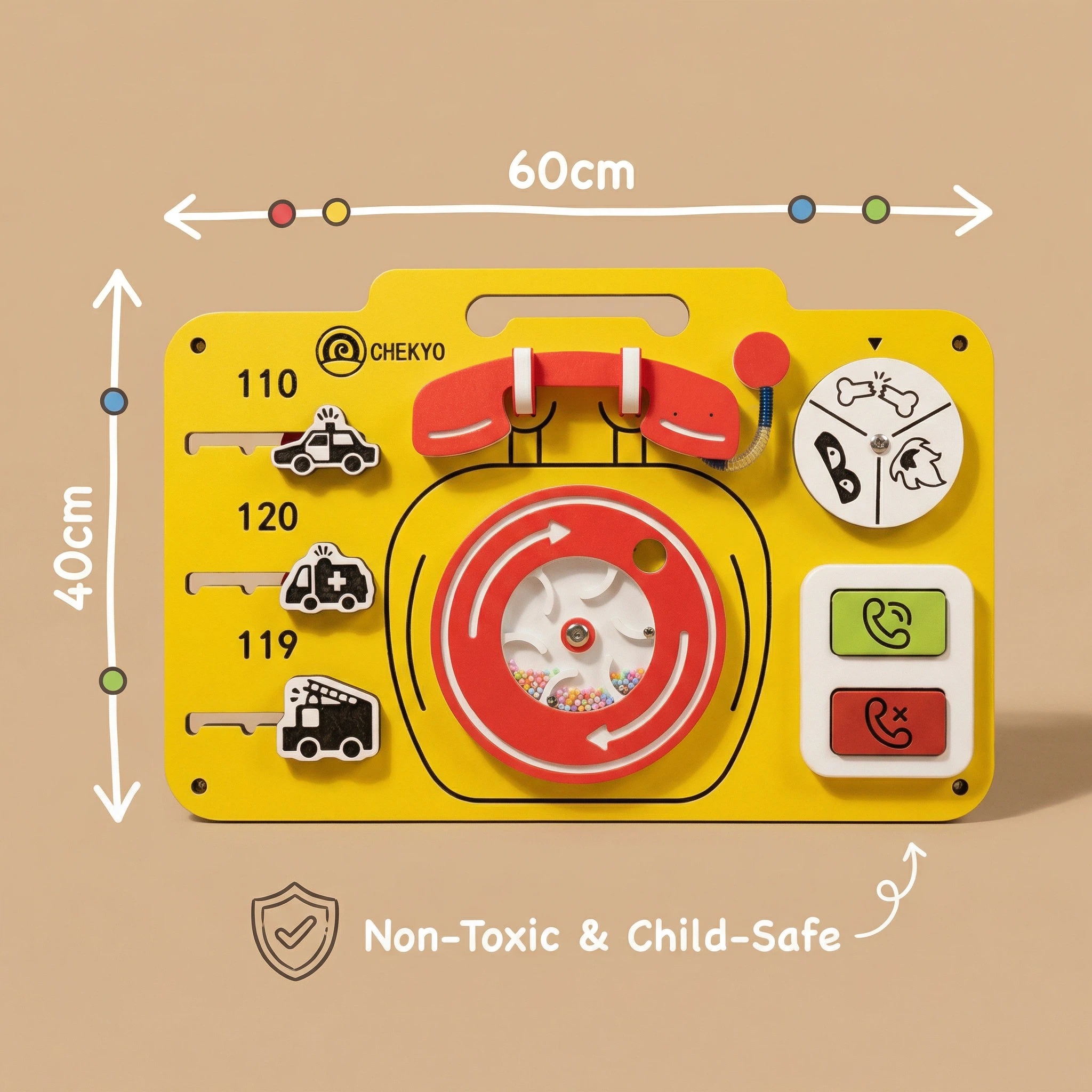 Interactive Safety Educational Wall Toy-Kids Emergency Number &amp; Outdoor Learning PE Material Ages 2-13