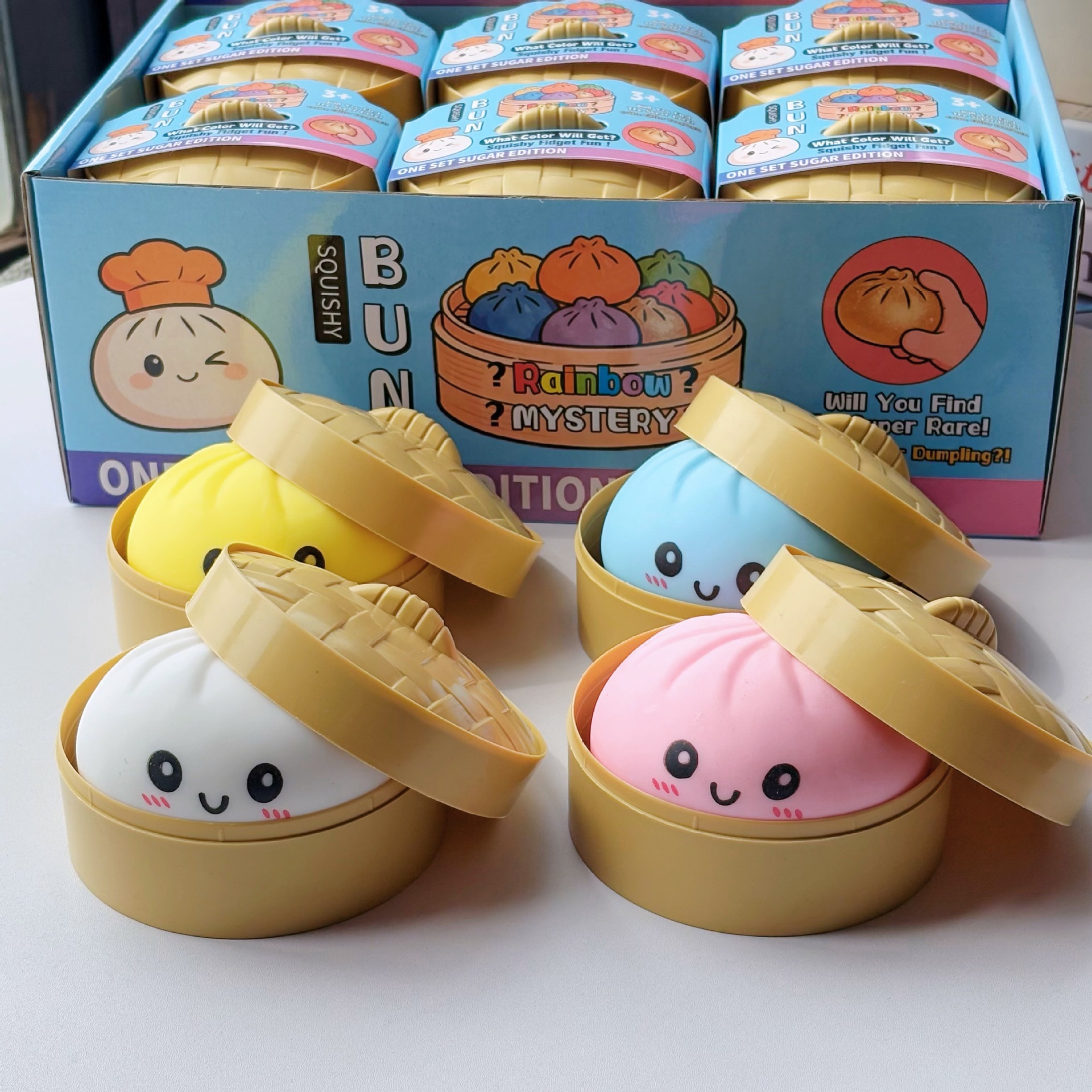 Trendy TPR Stress Release Cartoon Soft Dumpling Squishy Toy Steamed Bun Squeeze Decompression Toy Needoh Squishy Toy