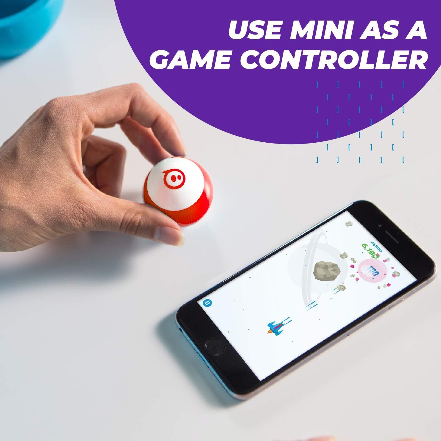 Mini (Blue) Coding Robot Ball Educational Coding Gaming for Interactive Learning Ages 8+ Plastic Battery Included