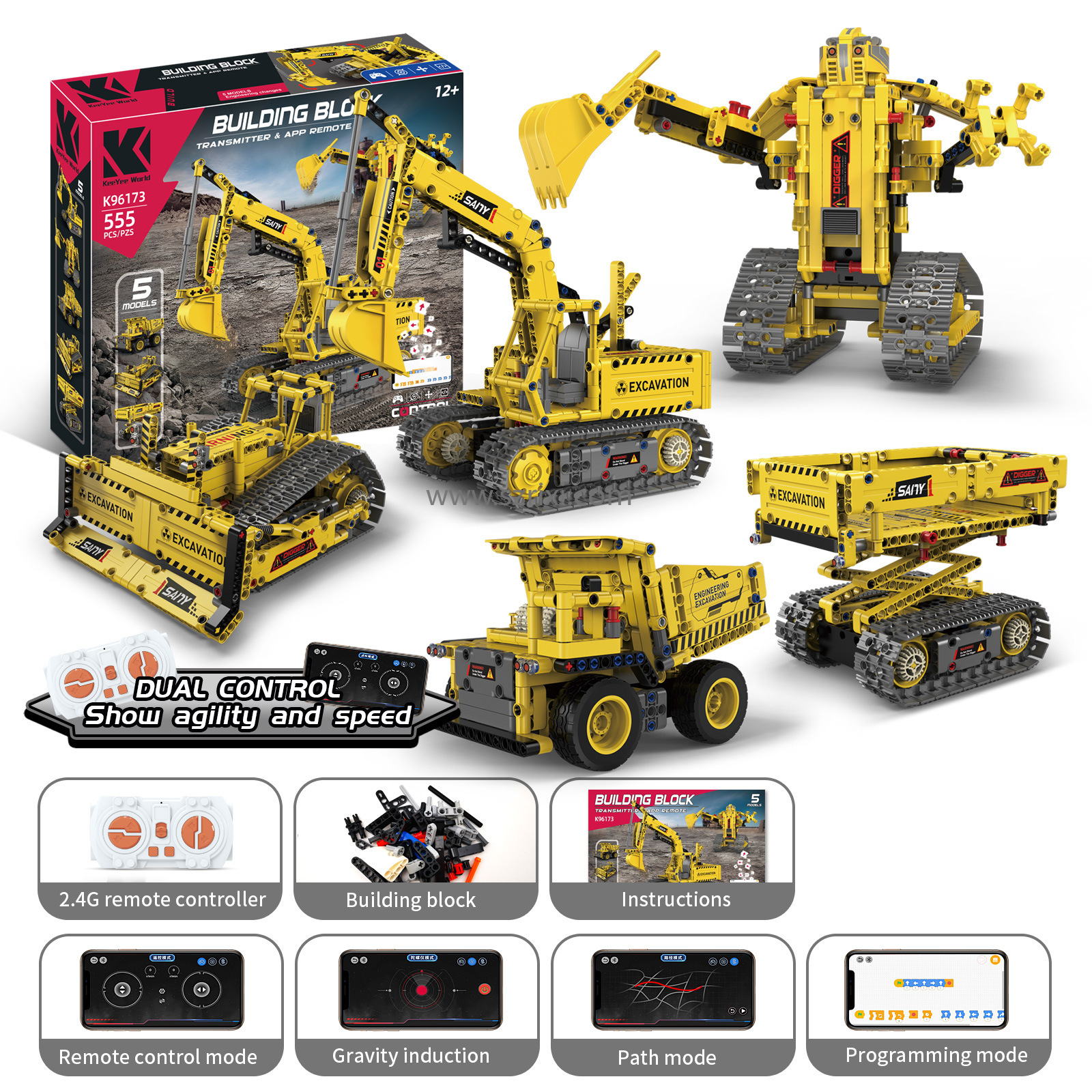 KY K96173 Best Price 5in1 Programmable Robotic Kit Toys STEAM Building Blocks Coding Educational Toys Building Blocks RoBot