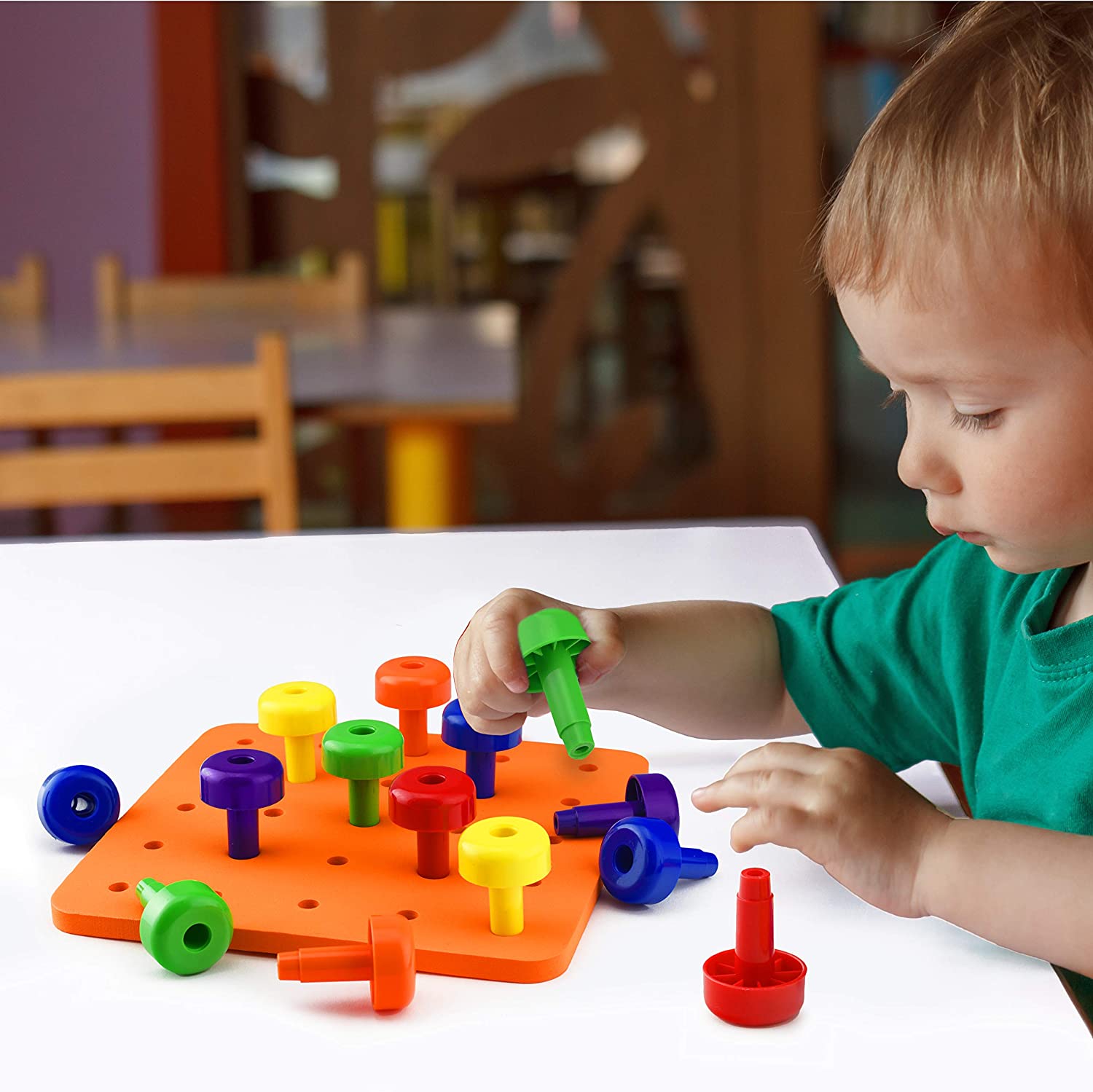 Toddler Peg Board Sensory Toys Montessori Toys for Toddlers Fine Motor Skills Educational Toys 30 Pieces Stackable Peg
