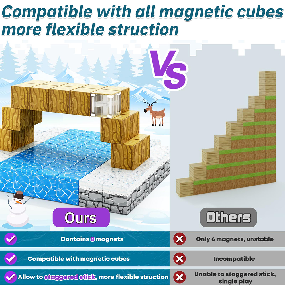 Plastic Magnetic Building Blocks Set-3D STEM Educational Toy for Teens Adults Certified Safe Creativity Castle Princess Garden