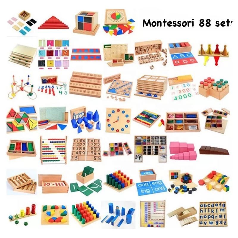 88pcs Montessori Wooden Infant Sports Sensory Teaching Science Education Puzzle Early Learning Toys Set