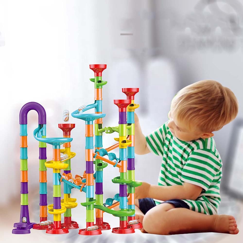 2025 STEM Learning Educational Marble Run Set 113pcs Plastic Construction Building Blocks Kids Maze Race Games
