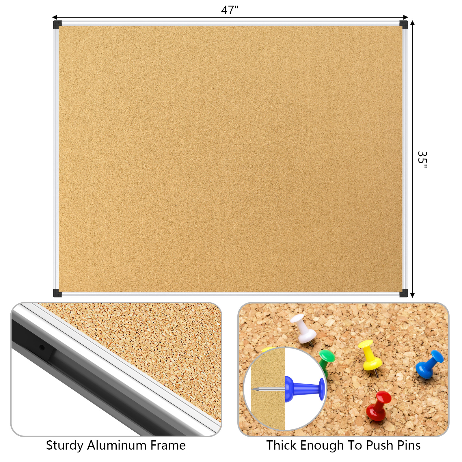 School Classroom Teaching Whiteboard Cork Combo Board Magnetic Memo Notice Board Large Wall Mounted Education Presentation Board