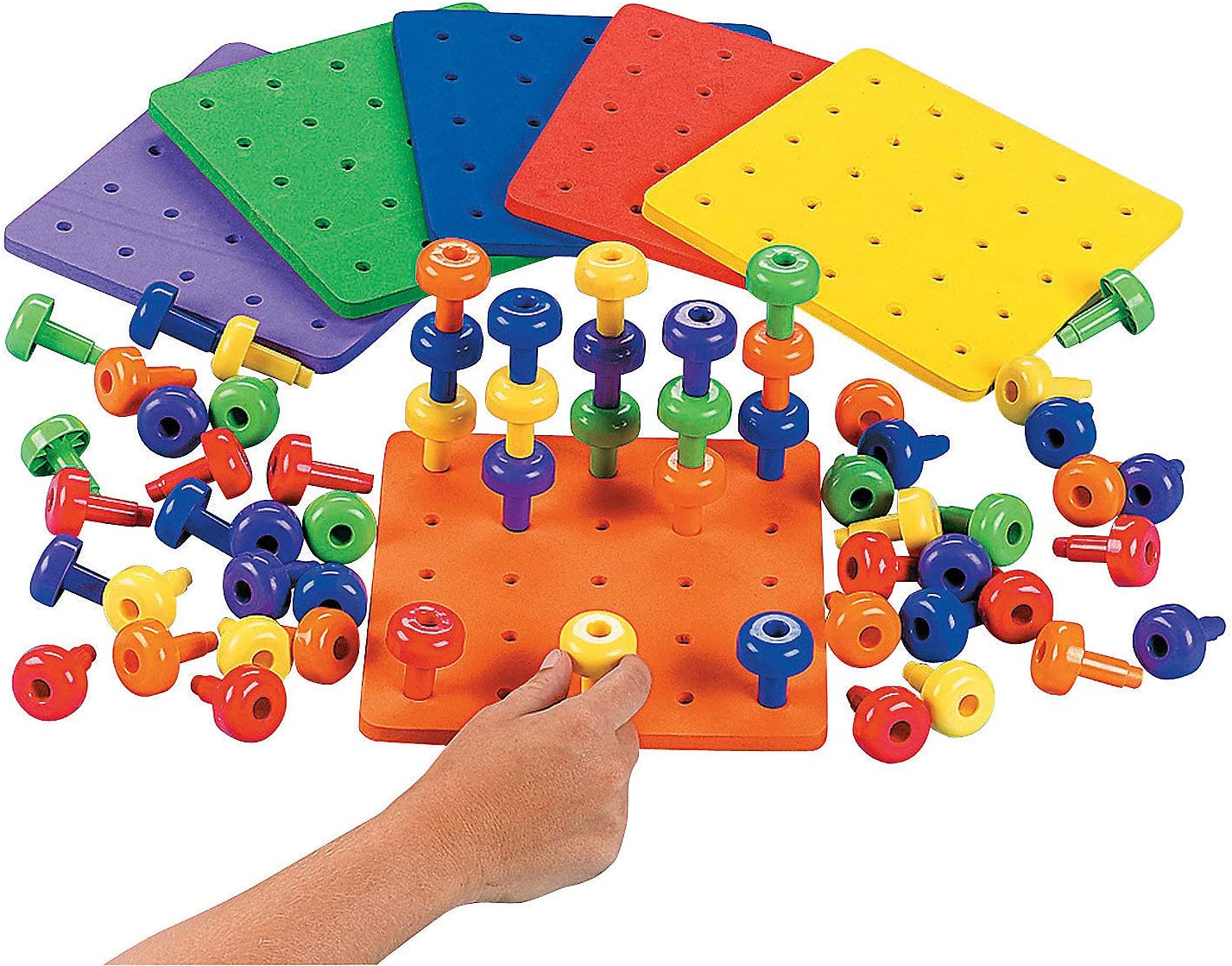Toddler Peg Board Sensory Toys Montessori Toys for Toddlers Fine Motor Skills Educational Toys 30 Pieces Stackable Peg