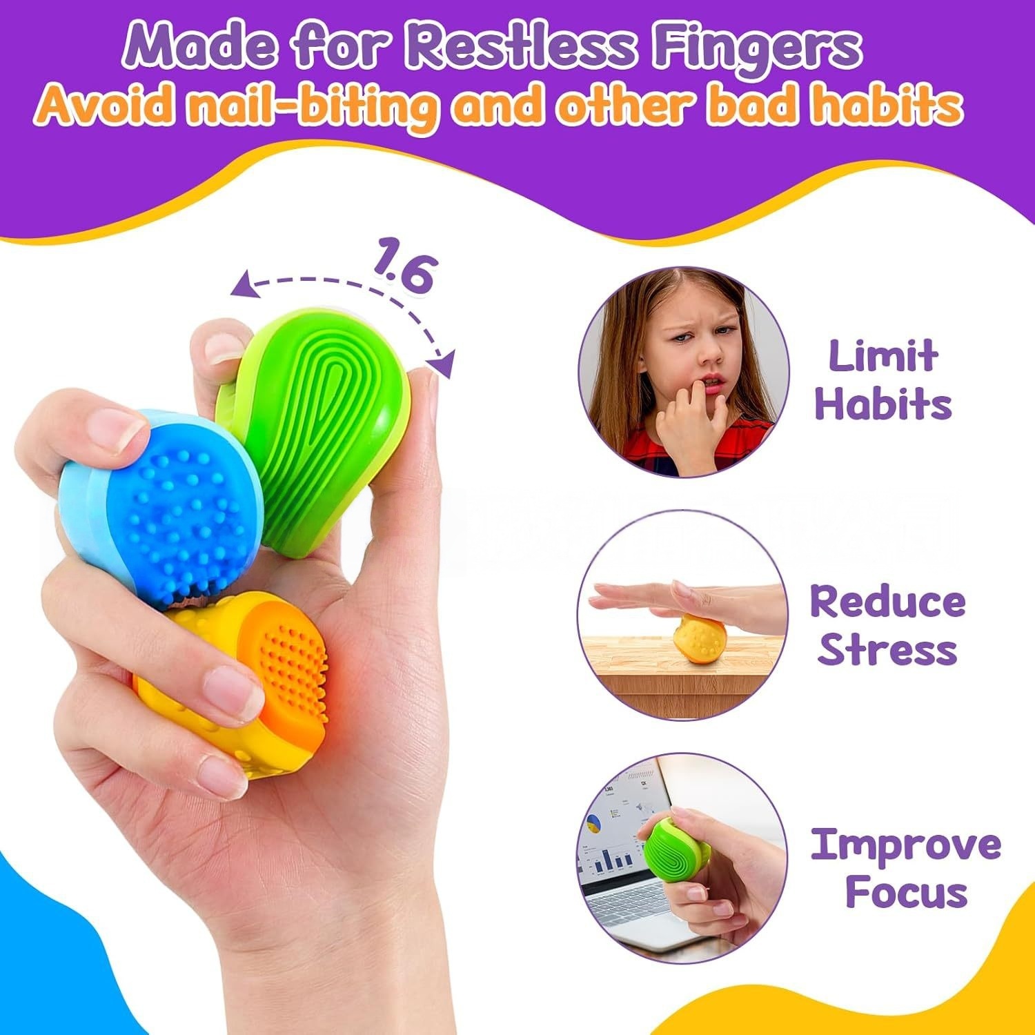 Silicone Textured Sensory Toys Fidget Cube Stress Ball for Autism Therapy ADHD Adults Kids Montessori Educational Toys Set