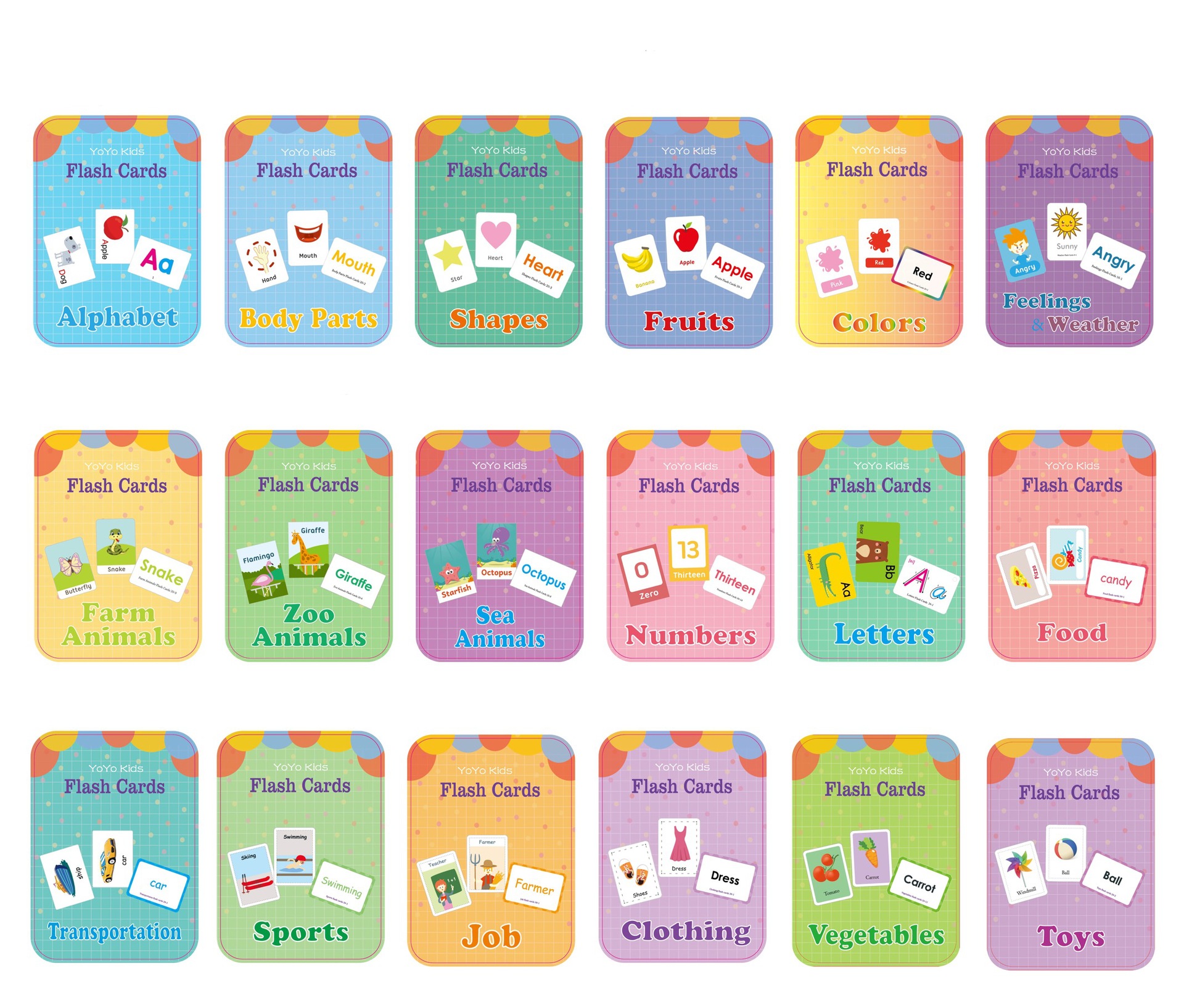 Factory Wholesale 22 Styles Phonics Memory Flash Cards Learn English Animal Color Fruit Mathematics Early Education Toy