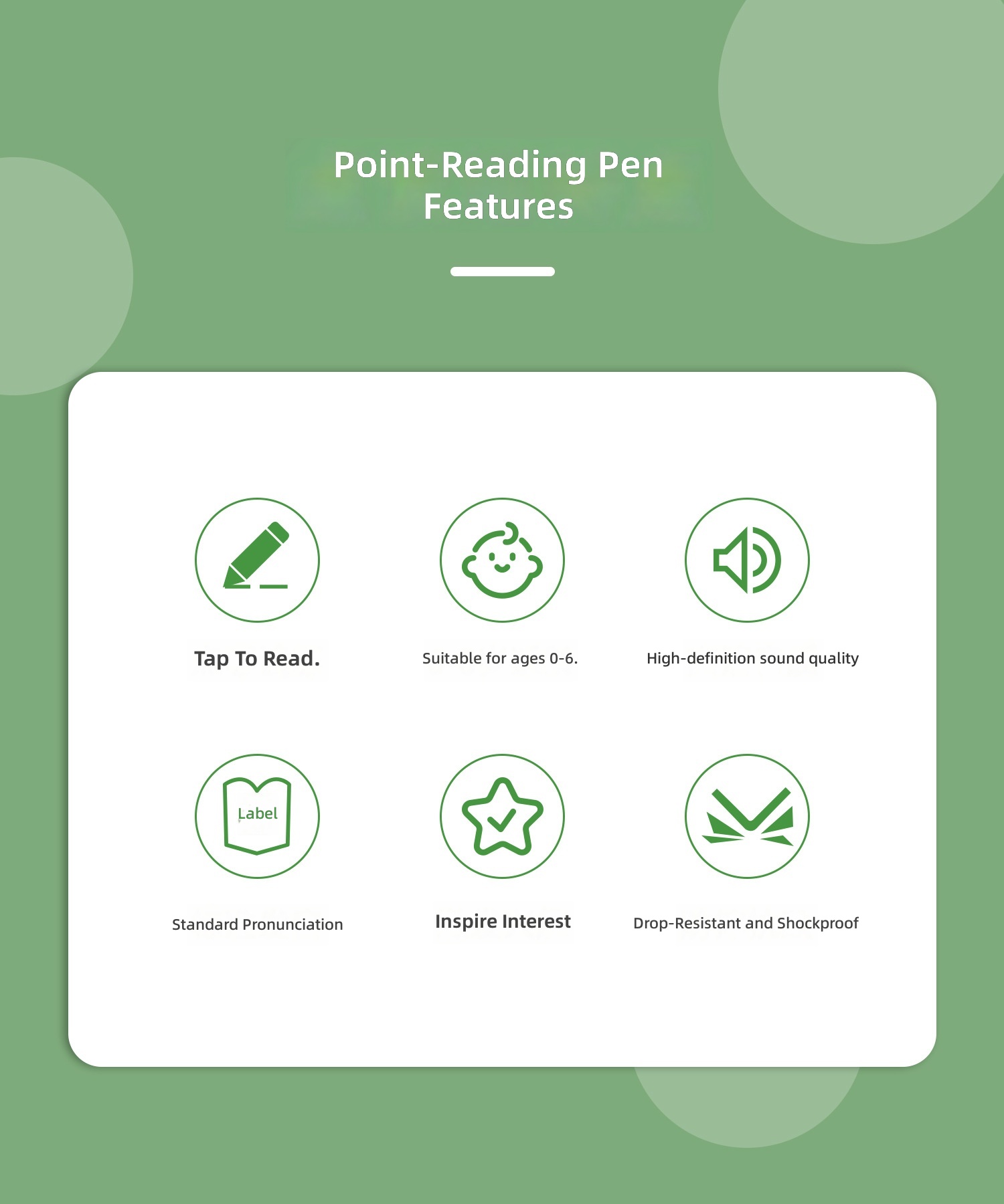 Children's Baby Point Reading Pen Audio Wall Chart Learning Educational Toy for Early Childhood Education Plastic Multi-function