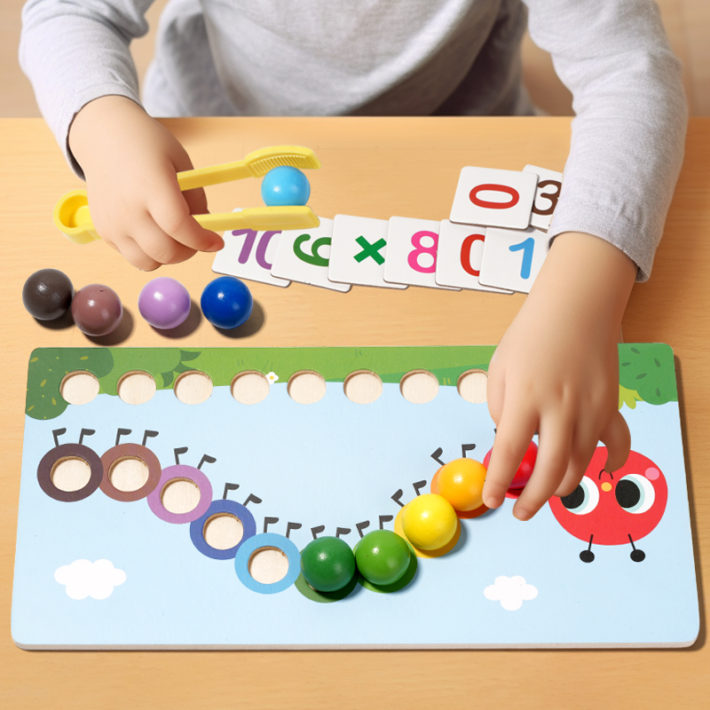 Hot Sale Early Childhood Educational Caterpillars Mathematics Montessori Wood Toys Multi-color Unisex for Kids