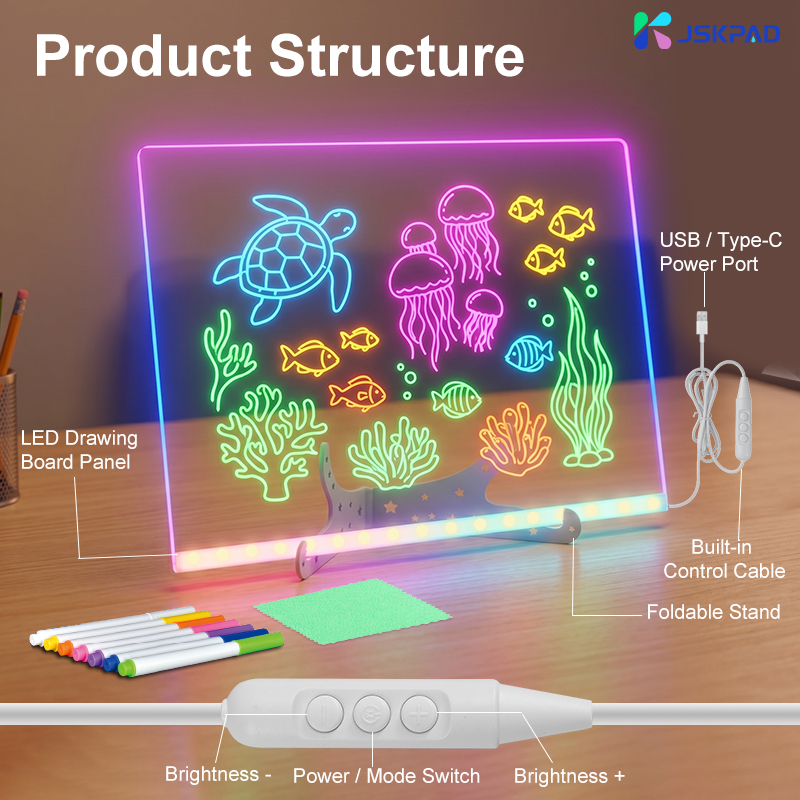 Custom Size USB Type C Powered Soft Eye Care Easy Wipe Reusable Factory Direct Sale Hot Selling LED Drawing Board