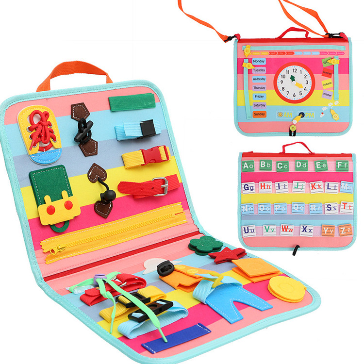 Wholesale Sensory Toy Travel Baby Learning Activity Boards Felt Busy Board From 1 2 3 4 5 Years Educational Toy for Boys Girl