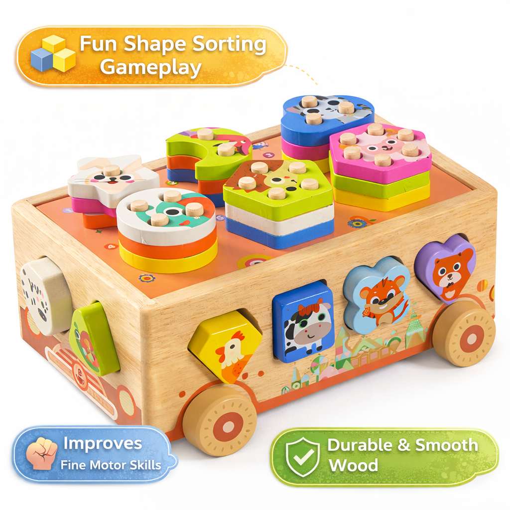 Montessori Wooden Toys Box Smart Animal Paradise Education Car STEM Sensory Early Learning Educational Toys for Toddler Children