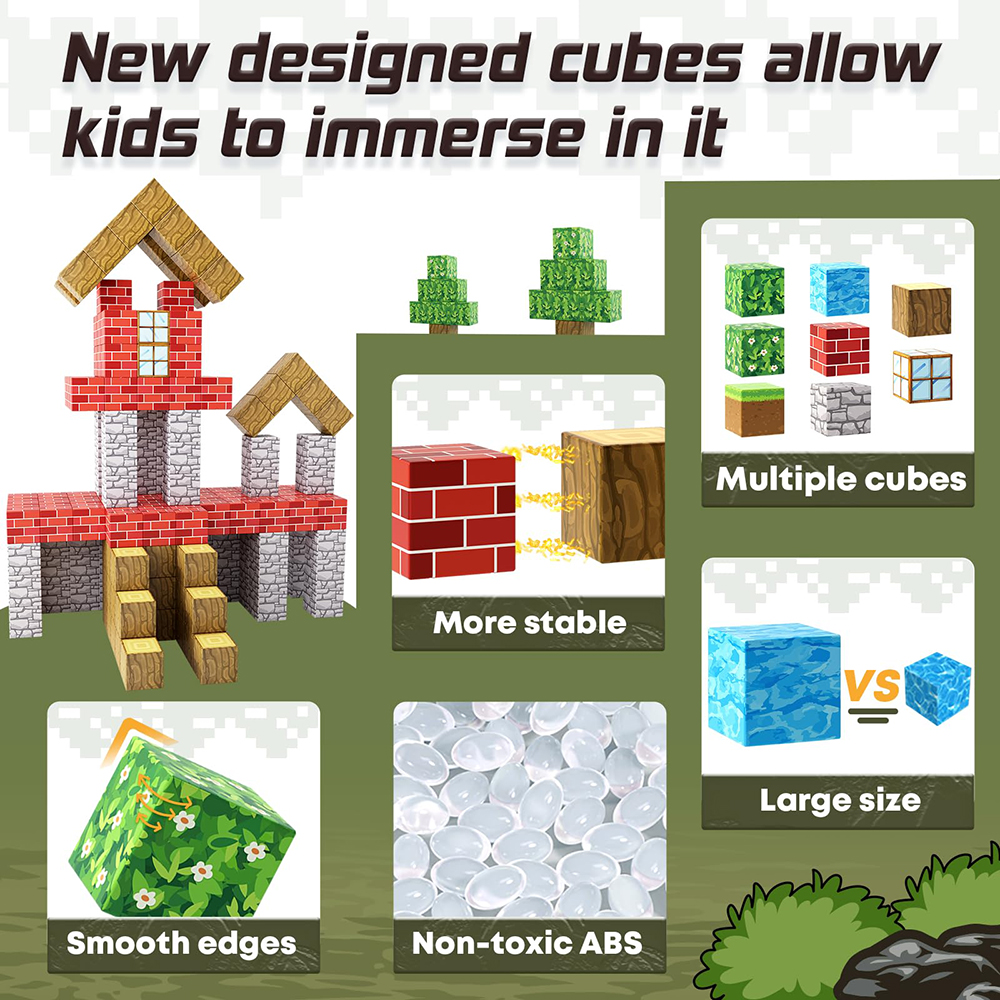 Magnetic Building Cubes Set Diy Cubes Block Puzzle Construction Magnetic Block 3d Model Decompression Toy