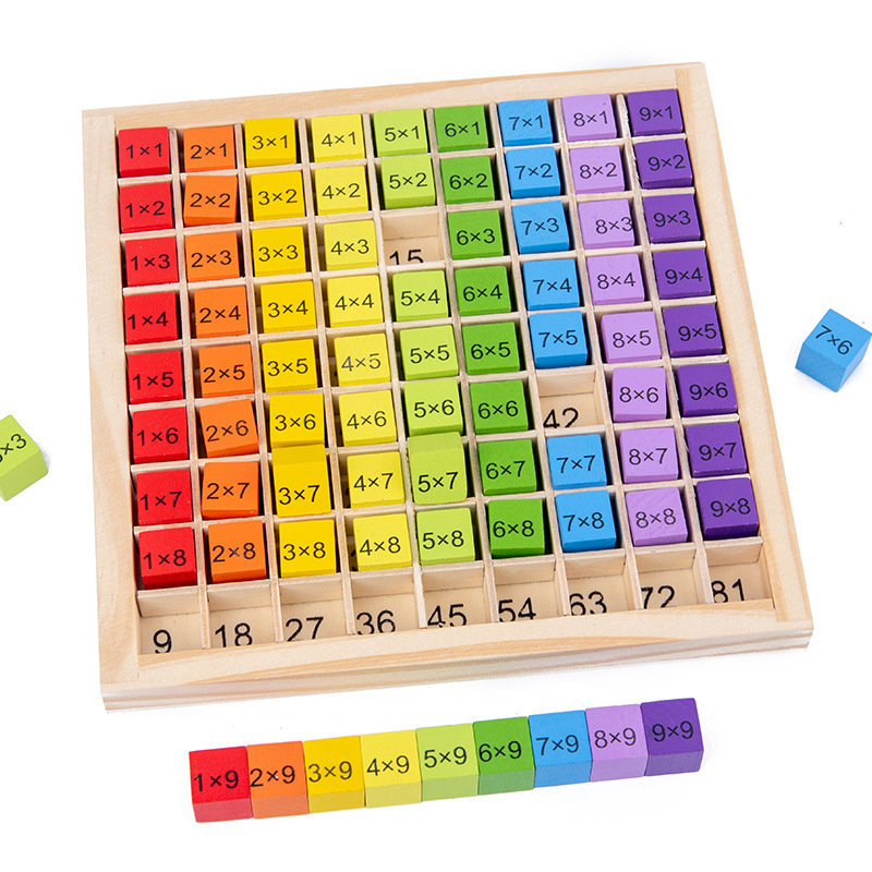 Factory Direct Wholesale Early Math Learning Home School Aids Educational Wooden Multiplication Table Toy Blocks for Kids