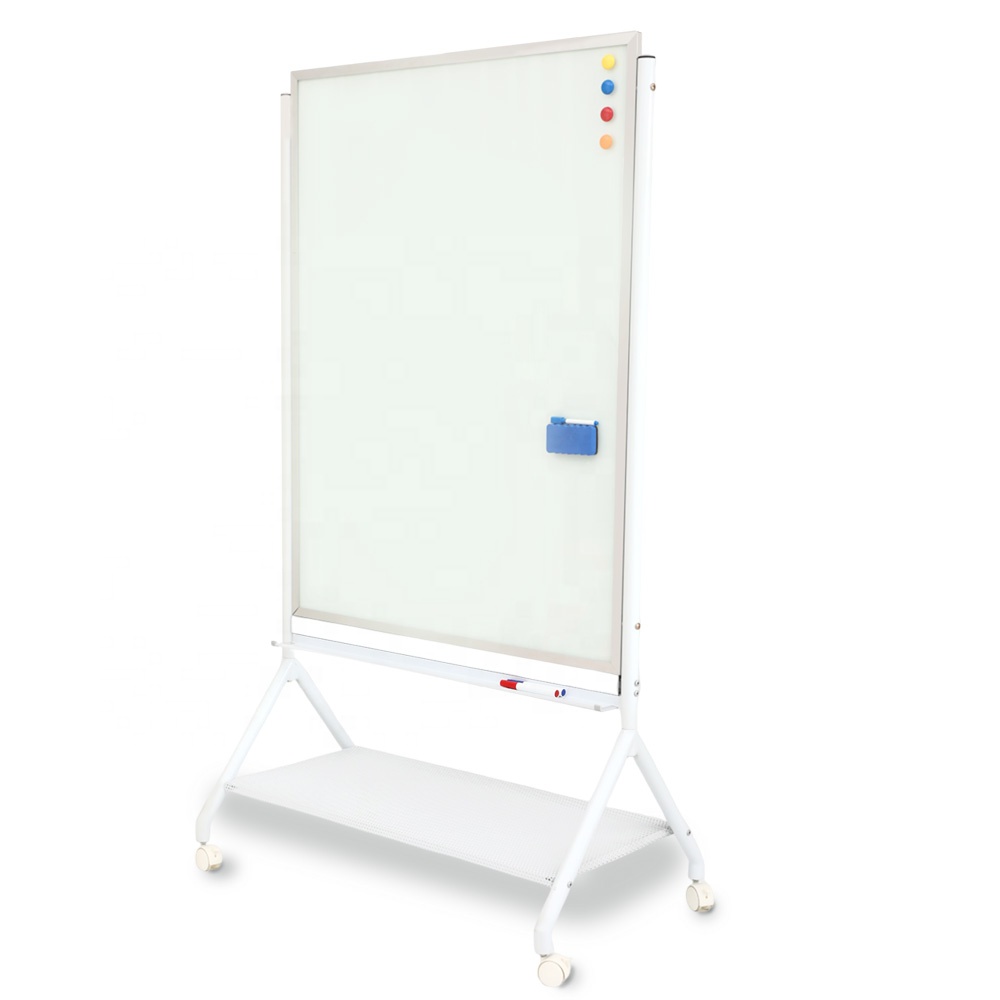 Wholesale High Quality Stainless Steel Frame Glass Dry Erase Board with Integrated Storage Shelf Durable for Office &amp; Classroom