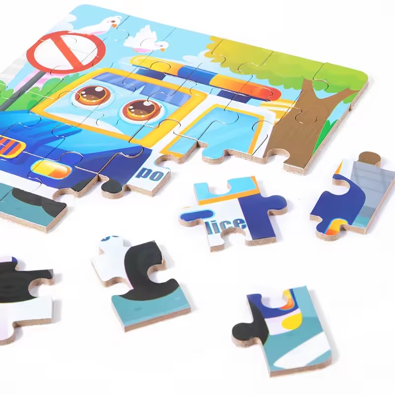 24pcs Montessori Classic Carton Wood Jigsaw Puzzle Early Educational Initiation Baby Kids Puzzles Toys for Boys &amp; Girls Gift