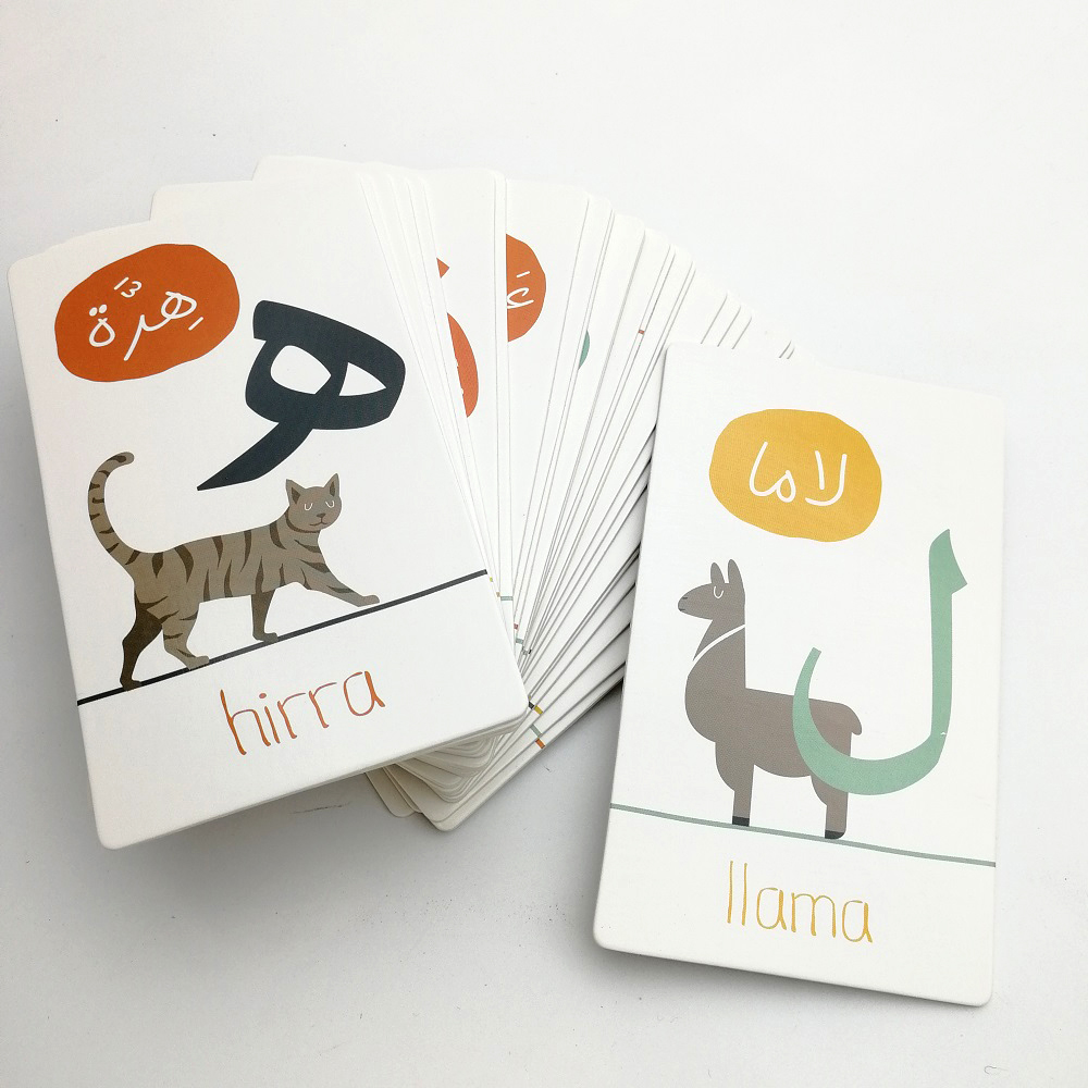 Custom Design Printing Chinese Arabic Phonics Children Animal Learning Flash Cards