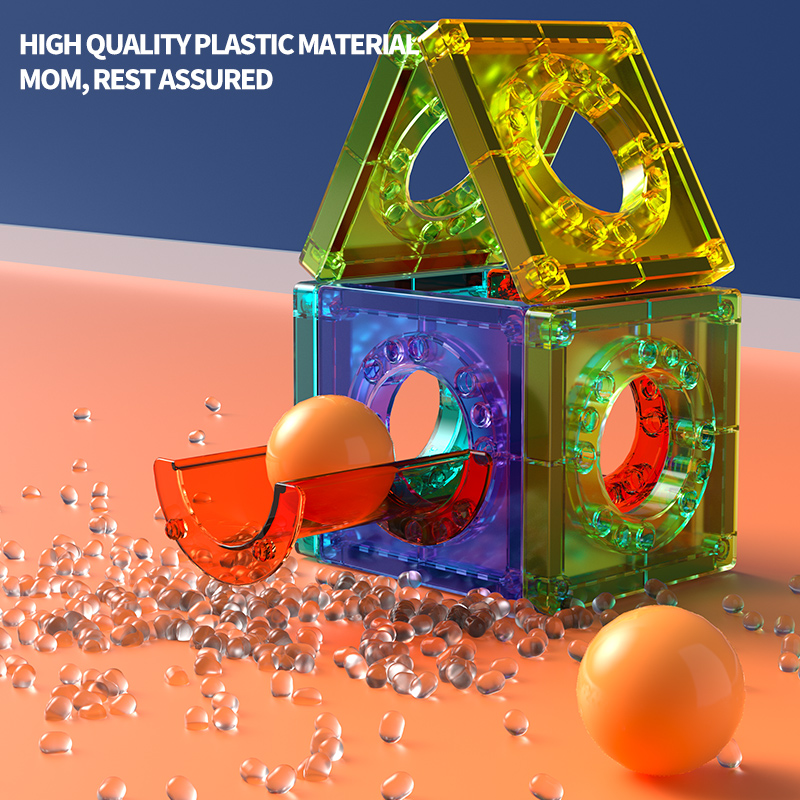 2025 Best Selling STEM 3D Magnetic Blocks Educational Plastic Toy for Kids Light-Emitted Marble Run Race Set with Magnetic Tiles