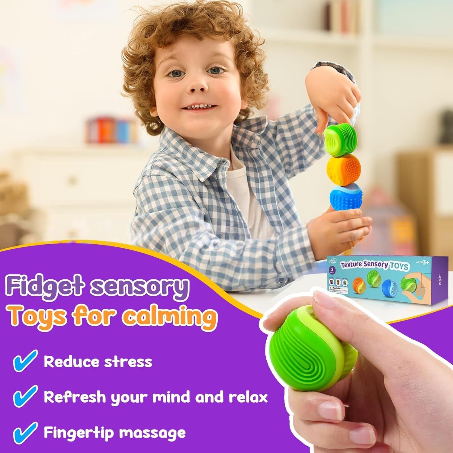 Silicone Textured Sensory Toys Fidget Cube Stress Ball for Autism Therapy ADHD Adults Kids Montessori Educational Toys Set