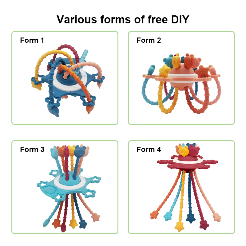 Custom Food-Grade Silicone Montessori Pull String Toys Educational Sensory Toys for Babies