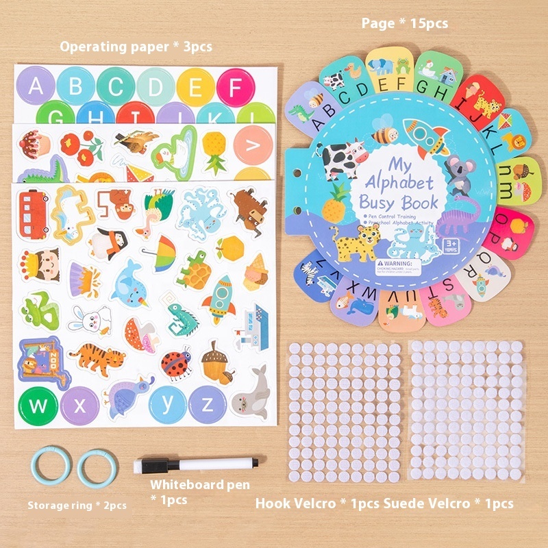 Global Bridge Montessori Alphabet Busy Book For Toddlers 3+ Pen Control Training Preschool Educational Activity Quiet Book