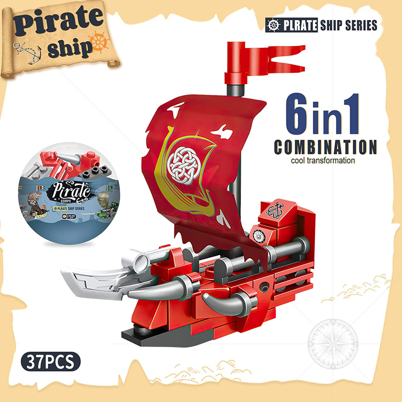 DIY Easter Eggs Filled with Building Block Inside Basket Stuffers and Gift Party Favors Plastic Pirate Ship Mini Building Toy