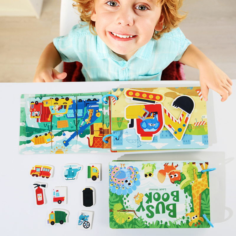 Montessori Educational Toy Preschool Kindergarten Learning Animal Quiet Busy Book with Sticker Activities for Kids Picture Books