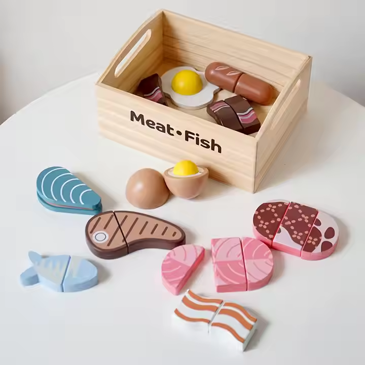 Montessori Wooden Cutting Toy Set Kitchen Food Game Kitchen Simulation Parent-child Educational Toys For Kids Toddler Boys Girls