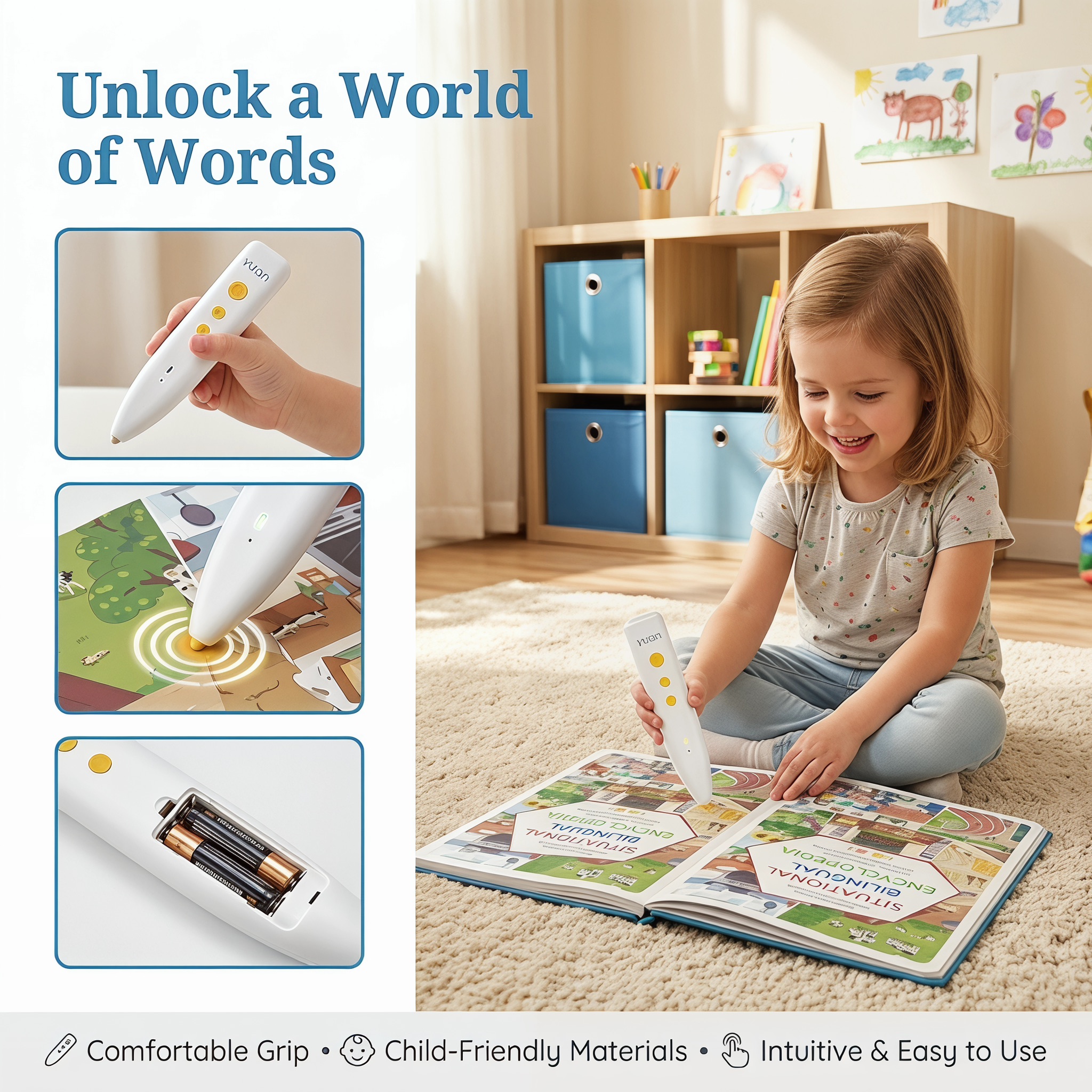 Children's Baby Point Reading Pen Audio Wall Chart Learning Educational Toy for Early Childhood Education Plastic Multi-function