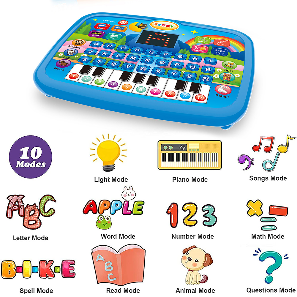 Early Educational Mini Electronic Learning Machine Musical Toy for Kids-Multi-functional Plastic Battery Powered Sound Light