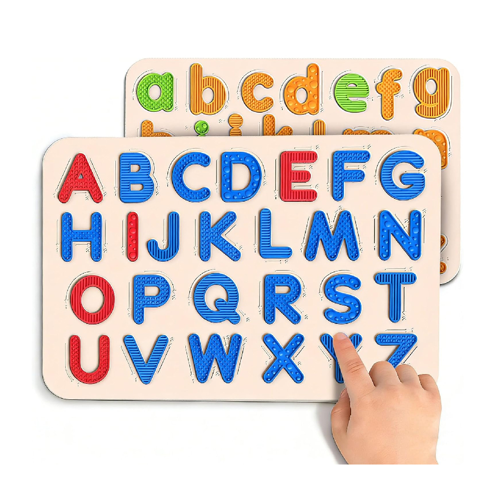 Silicone Letter Tracing Pad Double-Sided Textured Sensory Toys Learning Focus Preschool Learning Activities for Toddlers Kids