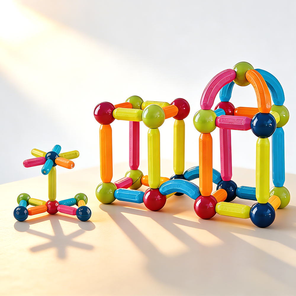 Game Magnet Construction Stem Ball Set Magnetic Blocks Toys Kids Safety Assembly Sticks Stick Balls&amp;Rods Constructor