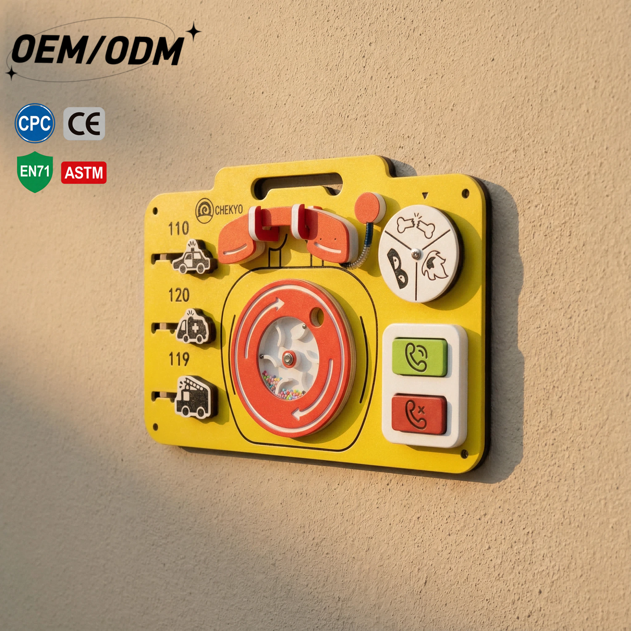 Interactive Safety Educational Wall Toy-Kids Emergency Number &amp; Outdoor Learning PE Material Ages 2-13