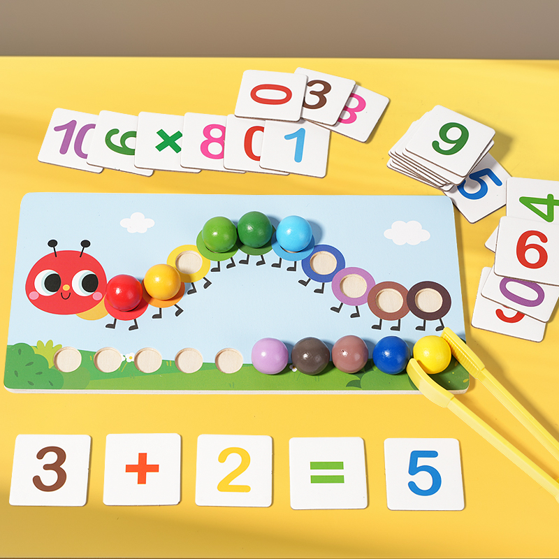 Hot Sale Early Childhood Educational Caterpillars Mathematics Montessori Wood Toys Multi-color Unisex for Kids
