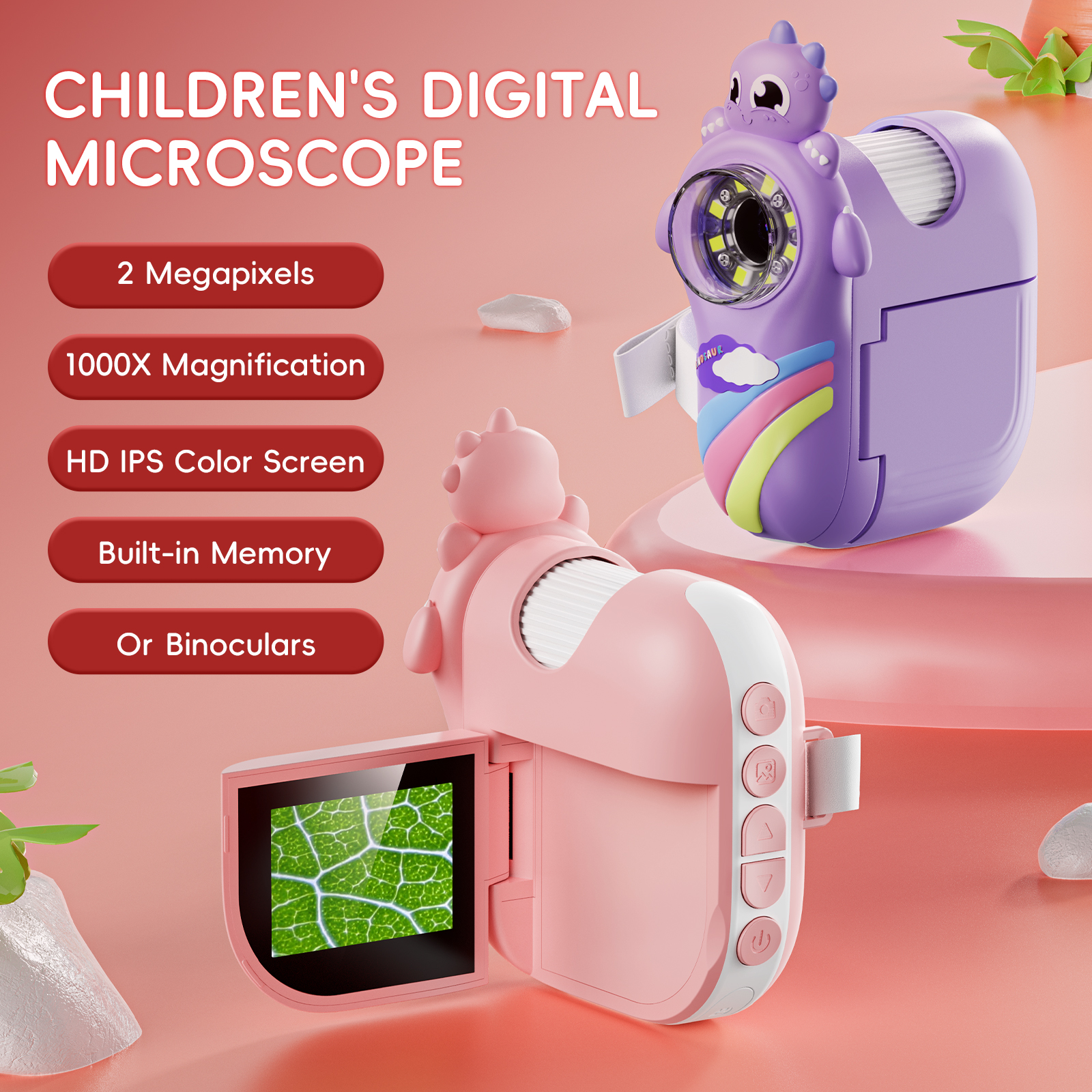Clearance Price Pink/ Purple Cute Kid Science Experiment Pocket Educational Toy Children's Microscope Toy for Fun Observistion