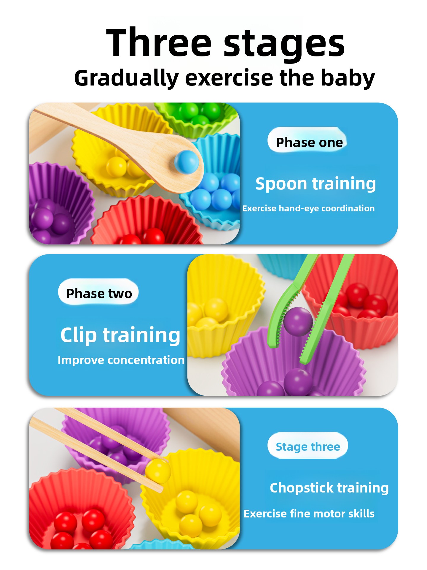 Wooden Toddler Educational Toy with Colorful Balls Tweezers Spoon Matching Cards Preschool Activity Early Learning DIY