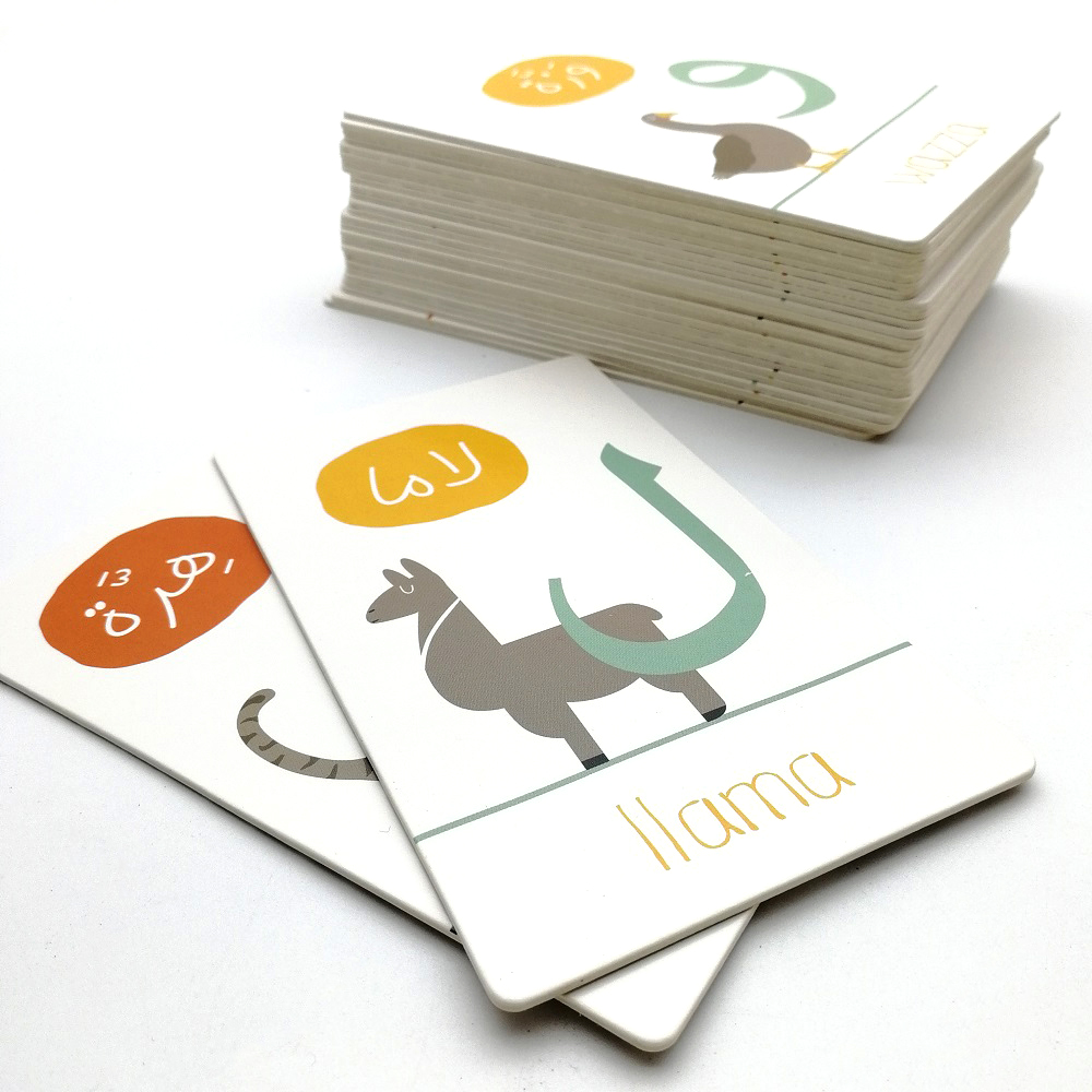 Custom Design Printing Chinese Arabic Phonics Children Animal Learning Flash Cards
